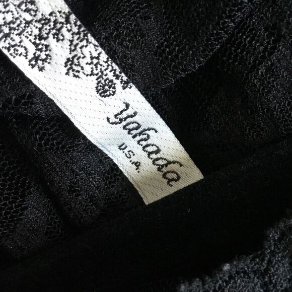 Black lace sheer short sleeve stretchy top witchy boho whimsygoth - Picture 4 of 5